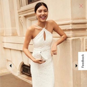 David’s Bridal Keyhole Halter Lace Wedding Dress